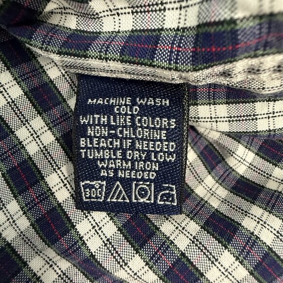 Hathaway Sport Shirt Mens Large Plaid Button Down Long Sleeve Pinpoint‎ Oxford - Picture 7 of 7
